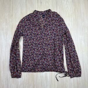 Lucky Brand Animal Floral Print Lightweight Long Sleeve Blouse Size Small